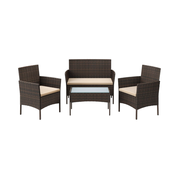 4-Piece Outdoor Rattan Furniture Set with Table & Seating