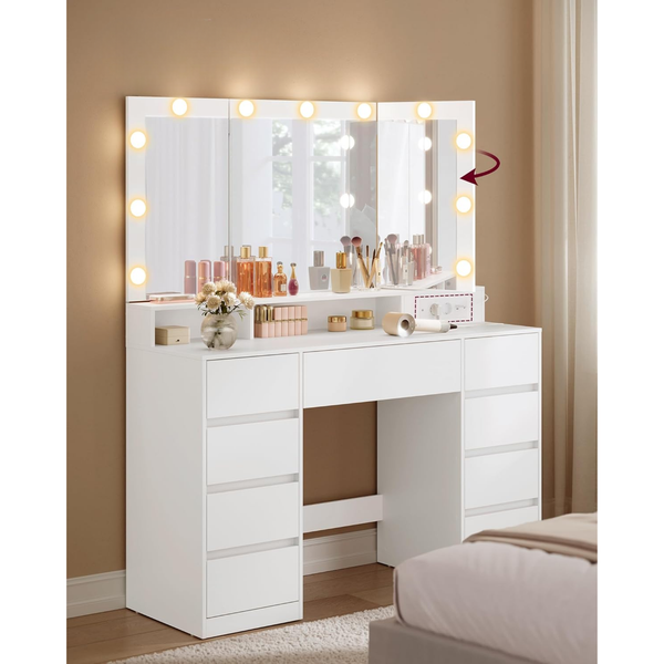LED Makeup Vanity with Storage - Tool-free