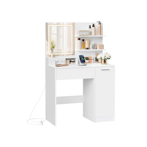 Dressing Table with LED Mirror, Drawer & Adjustable Shelves