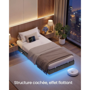 Single Bed Frame (90x190cm) LED Lighting & Electrical Outlets