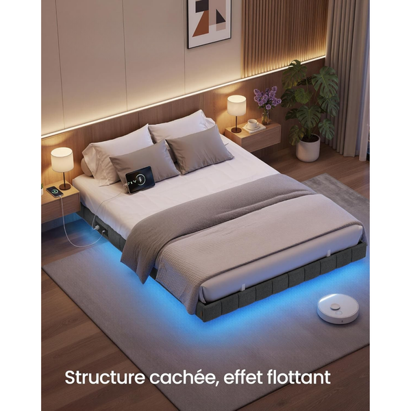 Double Bed Frame (140x190cm) LED Lighting & Electrical Outlets
