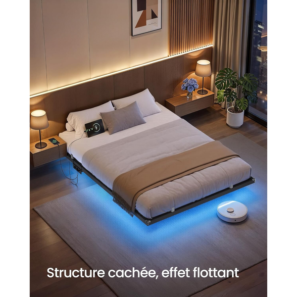 Double Bed Frame (140x190cm) LED Lighting & Electrical Outlets