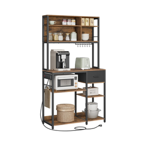 Kitchen Shelf with Sockets, Hooks & Fabric Drawer