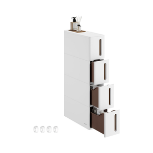 4-Tier Rolling Storage Tower, Narrow Space-Saving Shelf