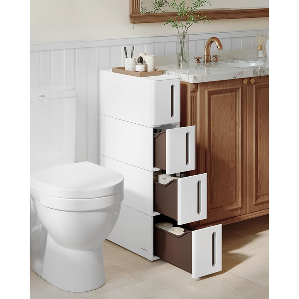 4-Tier Rolling Storage Tower, Narrow Space-Saving Shelf