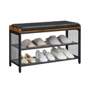 Padded Shoe Bench with Mesh Shelf