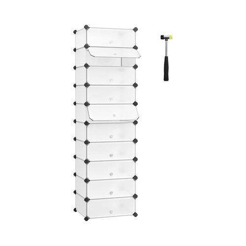 Shoe Rack, Modular Plastic Shoe Cabinet, 10 Shelves, Dustproof