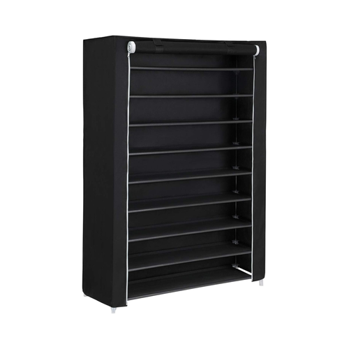 10 Tier Shoe Rack for 54 Pairs of Shoes Black Fabric