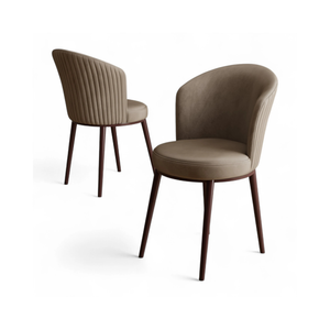 RİSA Dining Chairs - Brown Metal Legs (Set of 2)