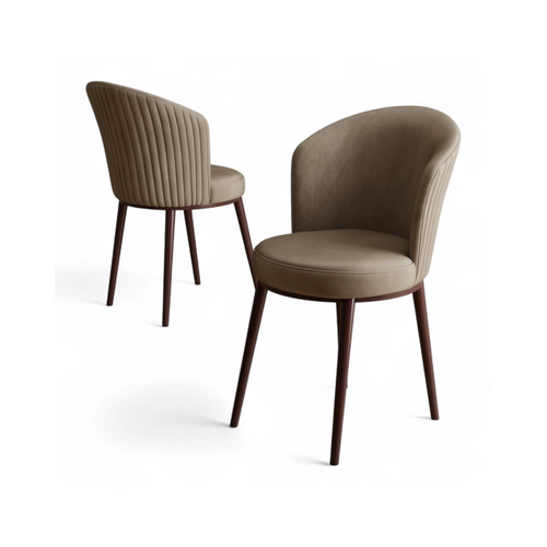 RİSA Dining Chairs - Brown Metal Legs (Set of 2)