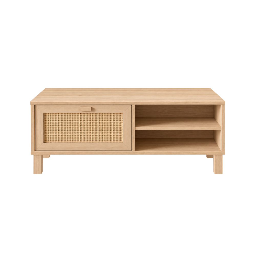 Natural Rattan Coffee Table with Storage