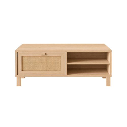 Natural Rattan Coffee Table with Storage