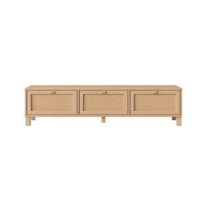 Natural Rattan 3-Door TV Console