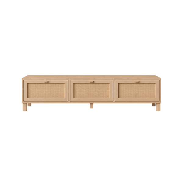 Natural Rattan 3-Door TV Console