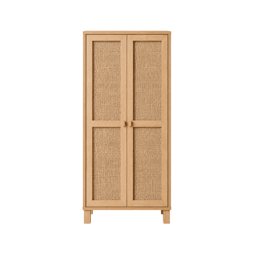 Natural Rattan 2-Door Tall Storage Cabinet