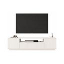 White Fluted TV Stand with Storage & Media Shelf