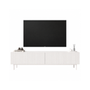 White Fluted TV Stand with Drop-Down Storage