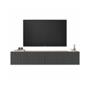 Anthracite Floating Fluted TV Unit with Drop-Down Storage