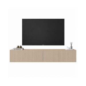 Anthracite Floating Fluted TV Unit with Drop-Down Storage