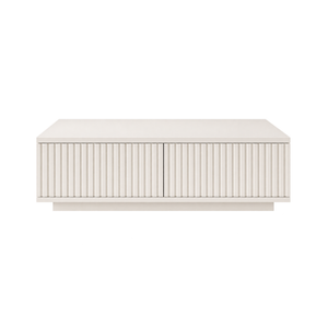 White Fluted Coffee Table – Modern Low Storage Table