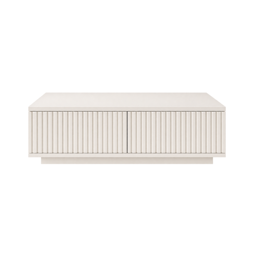 White Fluted Coffee Table – Modern Low Storage Table