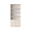 White Fluted Bookcase – Tall 4-Tier Display Shelving Unit with 2-Door
