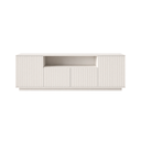 White Fluted Sideboard 4-Door Storage - Open Display Shelf