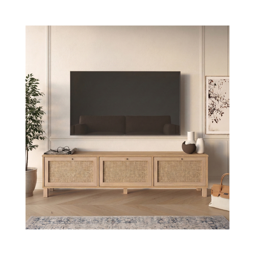 Natural Rattan 3-Door TV Console