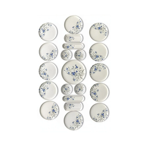 Seed Blue Dinner Plate Set (Set of 21) White-Blue