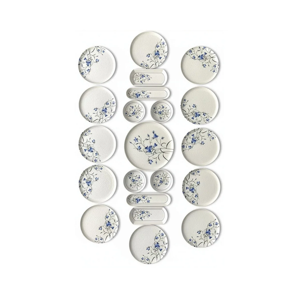 Seed Blue Dinner Plate Set (Set of 21) White-Blue