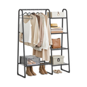 5-Tier Clothes Rack with Shelves, Metal Rail