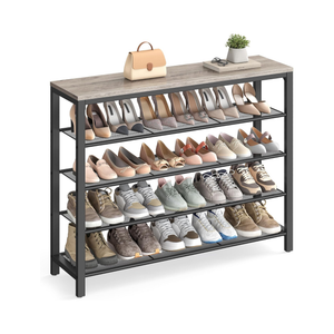 4-Tier Industrial Shoe Rack with Mesh Shelves