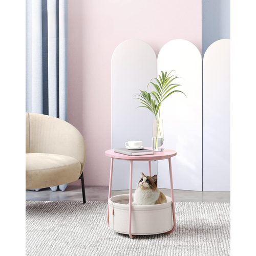 Side Table with Fabric Basket
