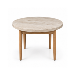 HAR Table - Travertine & Brown (90cm) Round Dining Table
