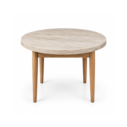 HAR Table - Travertine & Brown (90cm) Round Dining Table