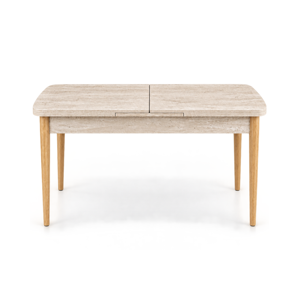 MIRA Table - Extendable Dining Table (Travertine & Atlantic Pine)