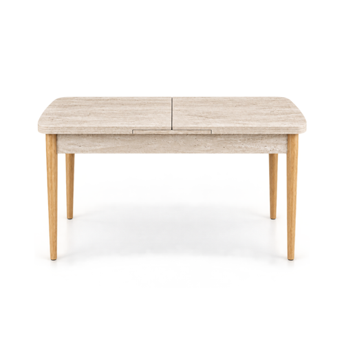 MIRA Table - Extendable Dining Table (Travertine & Atlantic Pine)