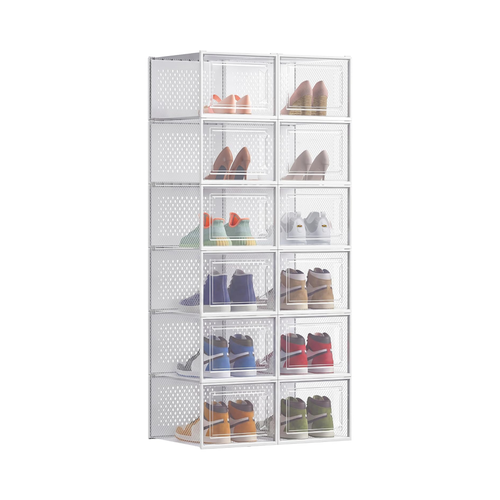 Set of 12 Clear Stackable Shoe Storage Boxes
