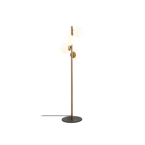 Gold Floor Lamp with White Caps