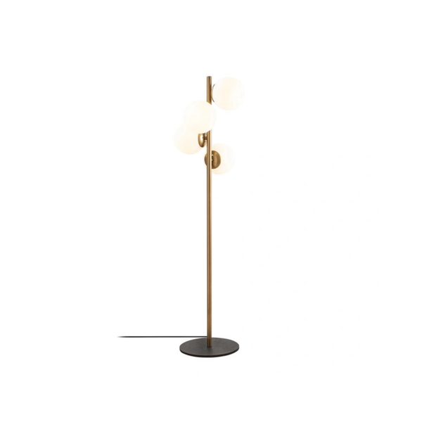 Gold Floor Lamp with White Caps
