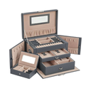 3-Layer Lockable Jewellery Box with Handle & 2 Drawers