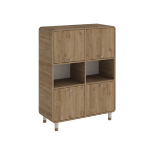 DORO Storage Cabinet with 4 Doors & Open Shelves