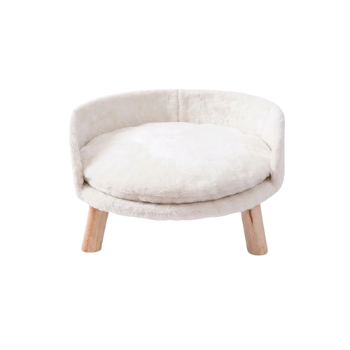 Cat Bed – Soft, Cozy, with a Curved Backrest & Wooden Legs