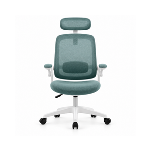 Blue Mesh Office Chair with Headrest & Adjustable Armrests