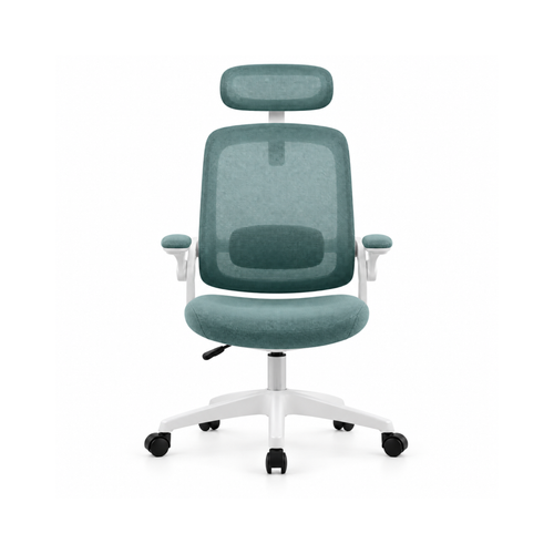Blue Mesh Office Chair with Headrest & Adjustable Armrests