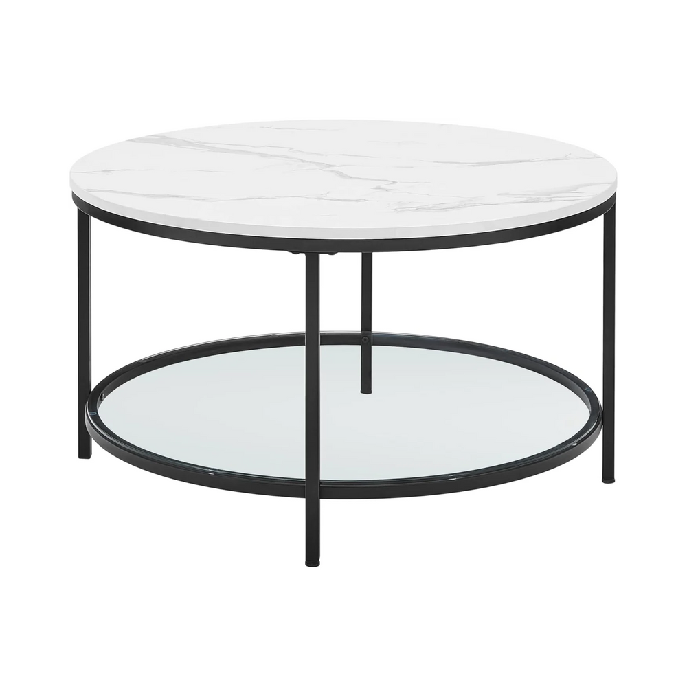 Coffee Table with Glass Top & Storage - Karrari