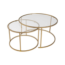 Set of 2 Round Coffee Tables in Gold - Karrari