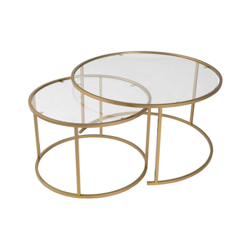 Set of 2 Round Coffee Tables in Gold - Karrari