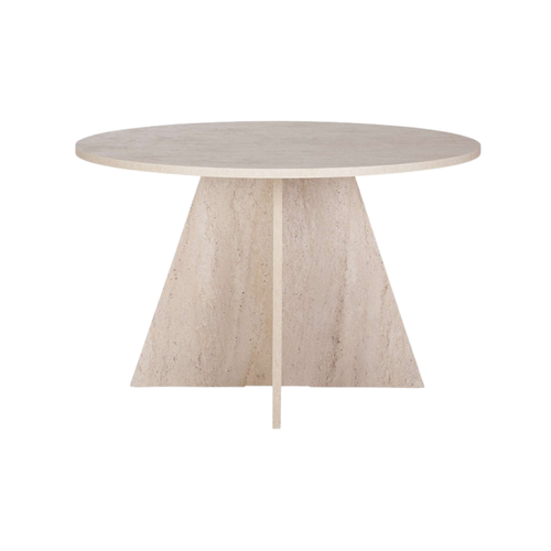 Modern Round Dining Table  - Travertine Look - Karrari