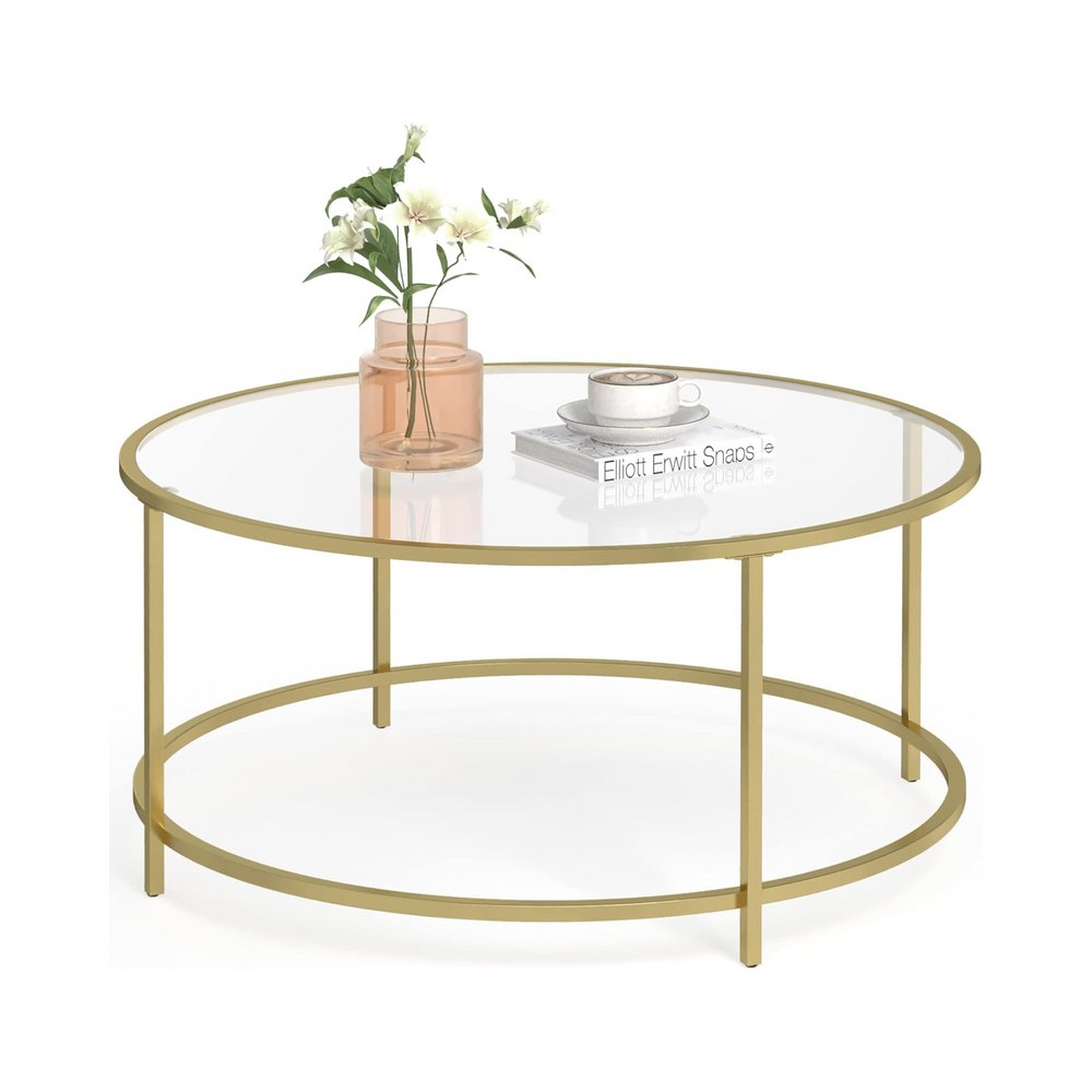 Gold & Glass Round Coffee Table - Karrari